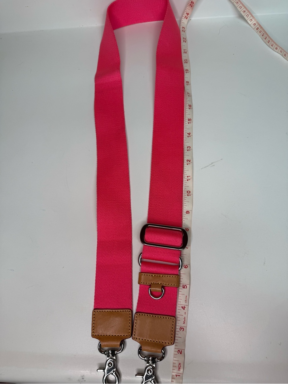 MZ Wallace Hot Pink Adjustable Strap with Tan Leather Accents - Picture 4 of 6